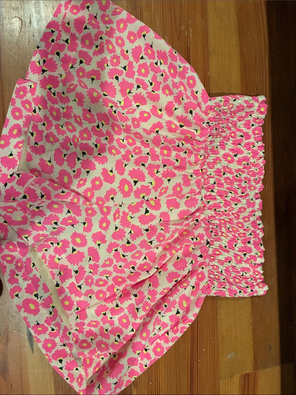 Pink Floral Smocked Waist shorts